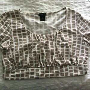 Ann Taylor M Tan and Cream Short Sleeve top